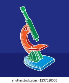 microscope colored hand drawn illustration vector
