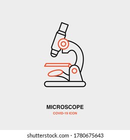 Microscope Colored Line Icon on Isolated Background. COVID-19, Corona Virus, Healthcare, Infection Concept Icon.