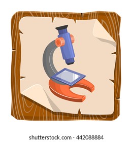 Microscope colorful icon. Vector illustration in cartoon style