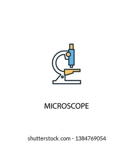 Microscope concept 2 colored line icon. Simple yellow and blue element illustration. Microscope concept outline symbol design