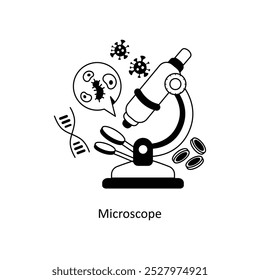 Ilustração do estilo dos conceitos do microscópio. Arquivo EPS 10