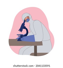 microscope with covid test and doctor