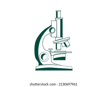 microscope diagram, line art vector illustration 