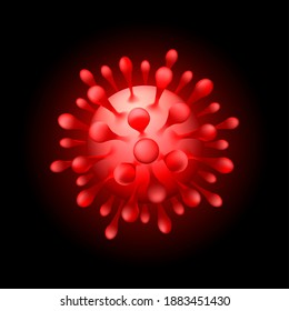 Microscope disease virus. Corona virals germ isolated on black background, medical 3d microorganism, allergy or pathogenic molecule concept vector illustration