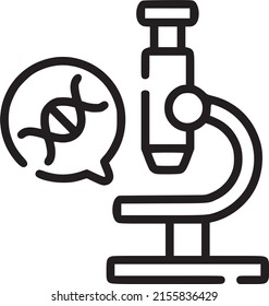 Microscope and DNA analyzing vector icon. Laboratory research icon. The scientific process, biochemistry substance, clinical practice. Graphic design. EPS