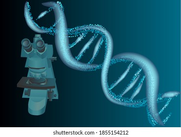 microscope and dna. scientific background 10 EPS