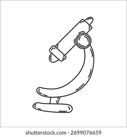Ícone de Doodle do Microscópio. Vetor desenhado à mão simples para ciência, laboratório e pesquisa.