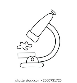 Microscope Doodle. Vector illustration isolated on background.