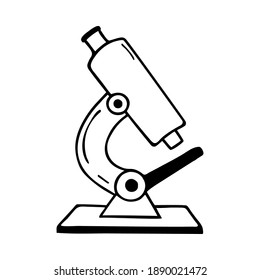 Microscope. Doodle vector image. Isolated over white background.