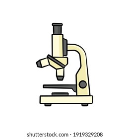 Microscope in drawing style isolated vector. Hand drawn object illustration for your presentation, teaching materials or others.