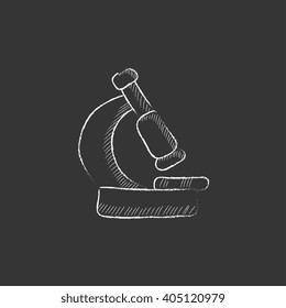 Microscope. Drawn in chalk icon.