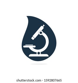 Microscope drop shape concept logo vector. Microscope Logo design vector illustration.