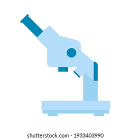 Microscope equipment for laboratory, science instrument. Research lab chemistry, pharmaceutical, microbiology. Microscop with optical lens. Vector flat illustration