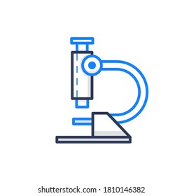 microscopio, icono de contorno azul plano 