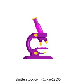 Microscope in a flat design. A tool for studying microorganisms. Apparatus for science. Vector stock illustration.