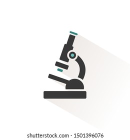 Microscope. Flat icon with beige shade. Pharmacy and science vector illustration