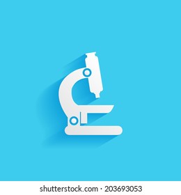 microscope, flat icon isolated on a blue background for your design, vector illustration