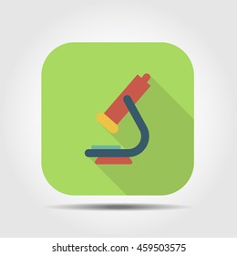 microscope flat icon with long shadow, vector illustration