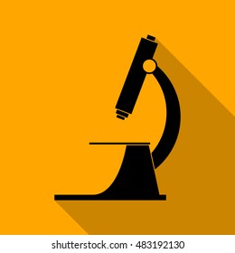 Microscope flat icon on yellow background vector