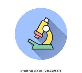 Microscope flat icon. Simple illustration with long shadow for graphic and web design.