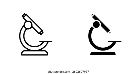 Microscope flat Icons in line outline and flat solid style on white background