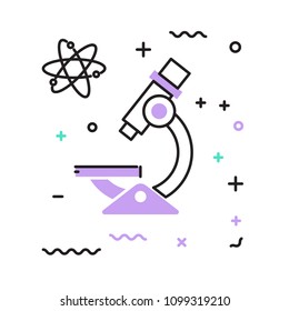 Microscope in flat style. Vector icon