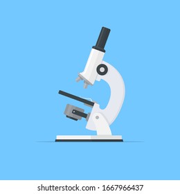 Microscope flat vector illustration. Science or medicine research concept.