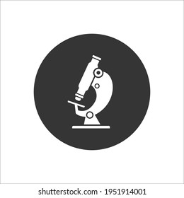 Microscope flat white icon. Vector illustration