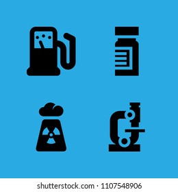 microscope, gas station, radiation and medicine icons vector in sample icon set for web and graphic design