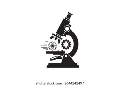 Microscope with Gears Silhouette Vector Art Microscope Science Research Icon