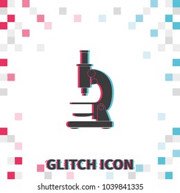 Microscope  glitch effect vector icon.