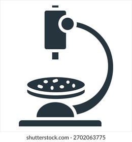 Ilustração do vetor de ícone de glifo do microscópio