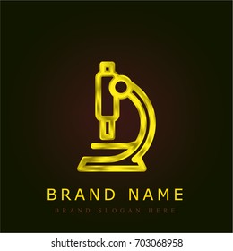 Microscope golden metallic logo