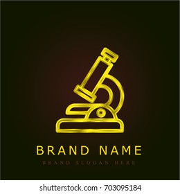 Microscope golden metallic logo