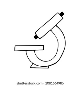 microscope hand drawn doodle. vector, scandinavian, nordic, minimalism, monochrome. icon laboratory analyzes medicine research science