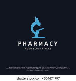 Microscope health logo, abstract vector logo design template icon of company identity symbol concept for therapy service, pharmacy, hospital, medical clinic or any natural health care business