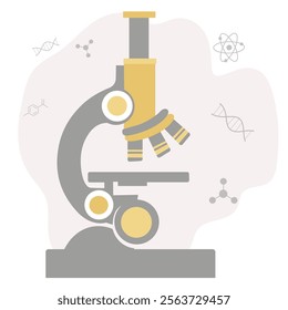 Microscope. Healthcare research. Hospital laboratory. Flat vector illustration design