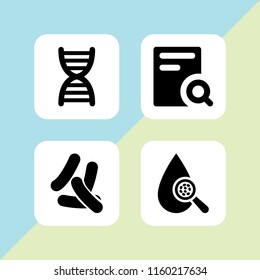 microscope icon. 4 microscope set with biology, bacteria, research and test vector icons for web and mobile app
