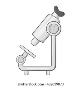 Microscope icon in black monochrome style isolated on white background. Research symbol vector illustration