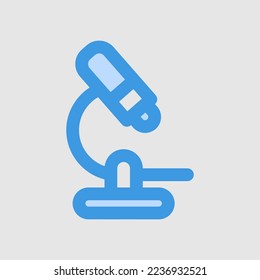Mikroskop-Symbol im blauen Stil über Labor, Verwendung für Website-Mobile-App-Präsentation