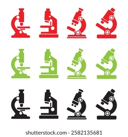  Microscope icon collection on white background