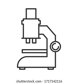 Microscope icon. Concept of scientific research. Flat style illustration. Isolated on white background. 