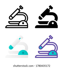 microscope icon design in line, solid, flat and filled lined style suitable for medical, medicine, health icon, website, app and ui design. vector lens zoom illustration editable on white background.
