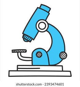 Microscope icon in doodle style vector isolated. Illustration of a medical tool, concept of science and education.