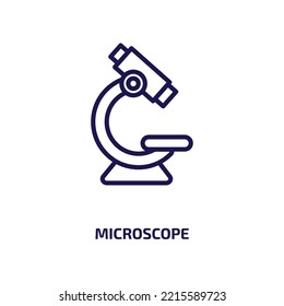 microscope icon from education collection. Thin linear microscope, medical, science outline icon isolated on white background. Line vector microscope sign, symbol for web and mobile - Shutterstock ID 2215589723