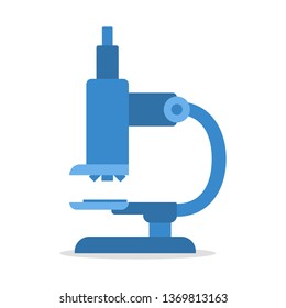 Microscope icon. Equipment for the medical research. Scientific tool for experiment and analysis. Isolated flat vector illustration