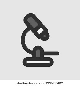 Icono de microscopio con estilo de línea rellena sobre laboratorio, uso para presentación de aplicaciones móviles del sitio web
