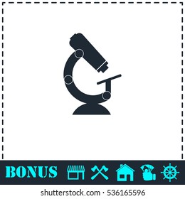 Microscope icon flat. Simple vector symbol and bonus icon