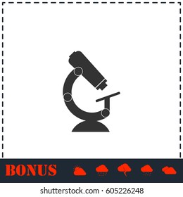 Microscope icon flat. Simple vector symbol and bonus icon
