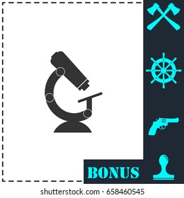 Microscope icon flat. Simple vector symbol and bonus icon